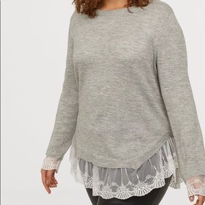 H&M Lace Trimmed Sweater NWT